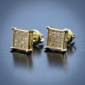 Hip Hop Square Canary Yellow Stud Earrings